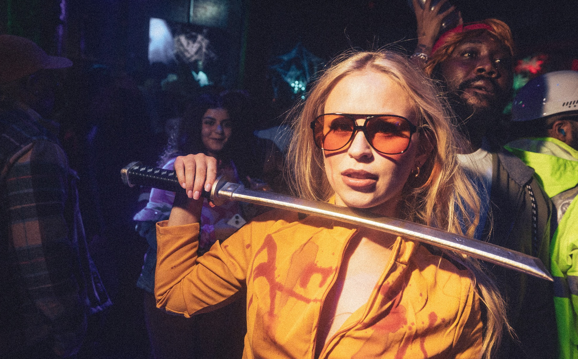 girl dresses as kill bill at the halloween bar crawl
